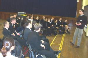 Chris Lancaster speaking in London school