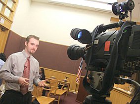 Will Jenkins is interviewed for TV in Clarksburg, West Virginia, during 'ACTION' tour.