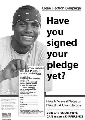 Signing Clean Election Campaign pledge with Jamie Rex