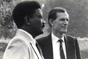 Peter Everington(r) with Dr. Mahmoud Abdulla, Dean of Students at Gezira University in 1983