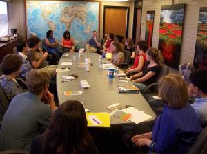 ACTION discusses international conflict with a class at Arizona State University.