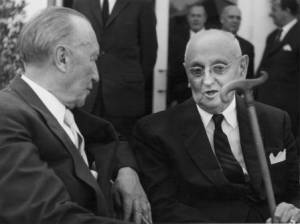 The Chancellor Konrad Adenauer and Frank Buchman in Los Angeles, 1960