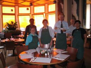 One of the communities working in the dining room
							
							