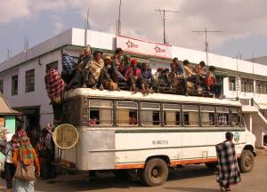 A very full bus in India
