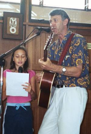 David Mills singing in the Solomon Islands