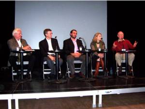The panel at the Premiere of Der Imam und der Pastor in Berlin