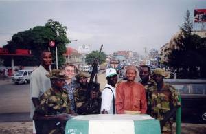 Alan Channer (3rd left) with members of the Interfaith Mediation Centre and Nigerian soldiers.