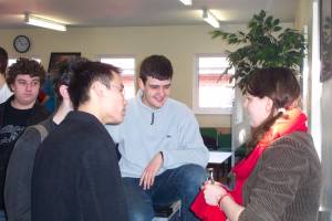 Sandra, from Latvia. With Birmingham students.