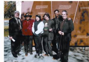 Some of the stolen generations in front of the memorial