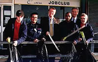 Liberal Democrat leader Paddy Ashdown MP visits Castle Vale. Stephen Meah (2nd from left) with his team