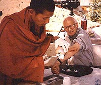 David Channer with a Buddhist monk