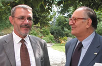 Angelo Gnaedinger (left), the Director General of the International Committee of the Red Cross, with Cornelio Sommaruga