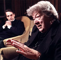 Sister Elaine MacInnes, right, with British actor and Phoenix Trust patron Jeremy Irons