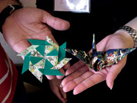 Origami peace cranes
