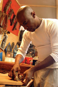 Apprentice Chris Jones at work at Parable Restoration
