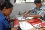 Watabaran employees producing handmade Christmas cards